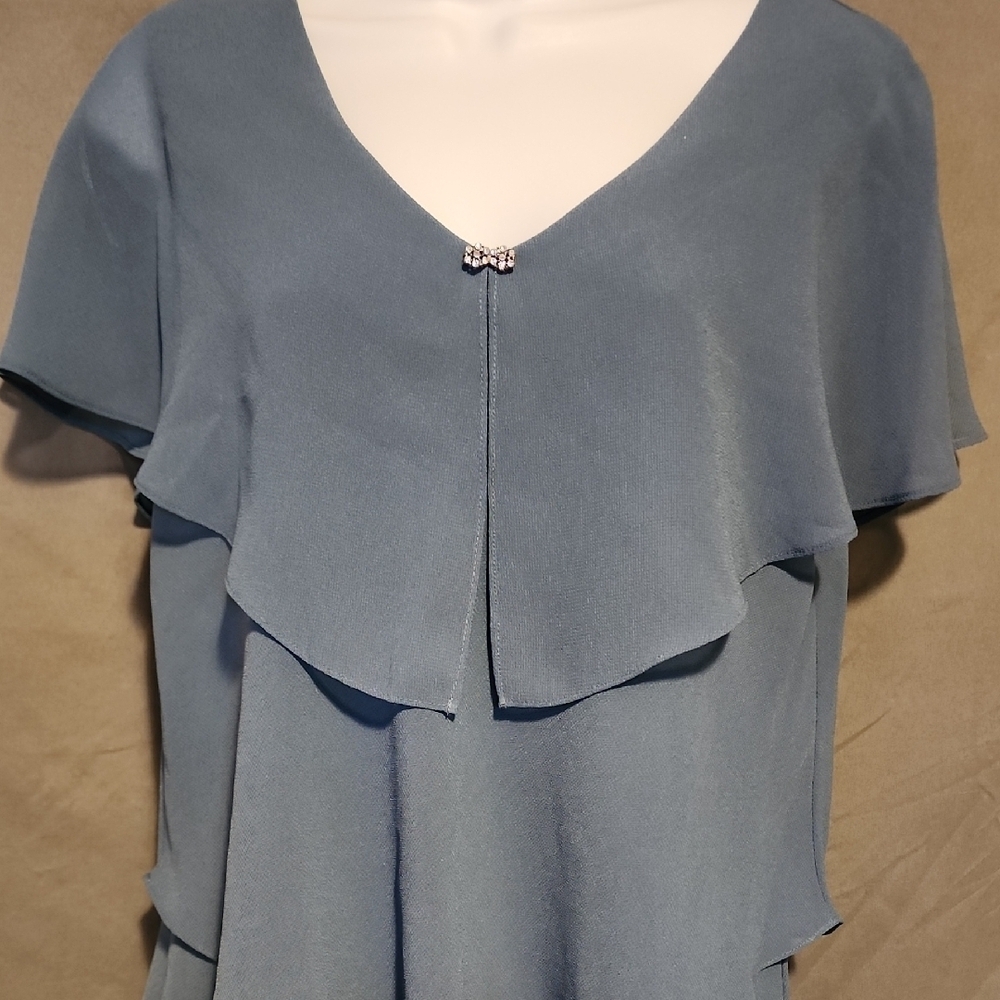 Patra Asymmetrical Blue Gray Ruffled Sundress - Picture 3 of 8
